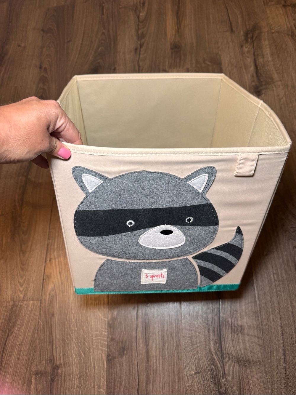 3 Sprouts Beige & Gray Raccoon Storage Bin - Kids Toys Organizer